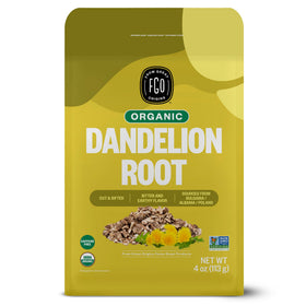 FGO Organic Dandelion Root loose tea leaves in resealable bag for brewing