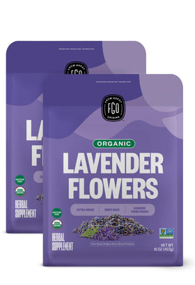 FGO organic dried lavender flowers from France for cooking and sachets.
