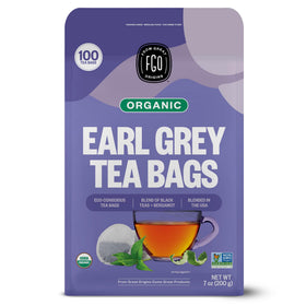 FGO Organic Earl Grey tea bags, 100-count, ready for everyday brewing
