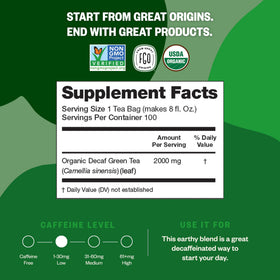 FGO Organic Green Decaf Tea packaging highlights eco-conscious design and origin China