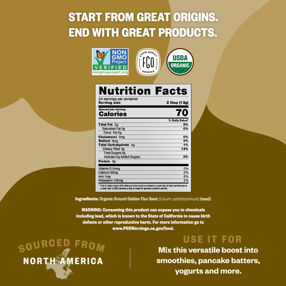 FGO flaxseed meal pour adds mild nutty flavor to smoothies