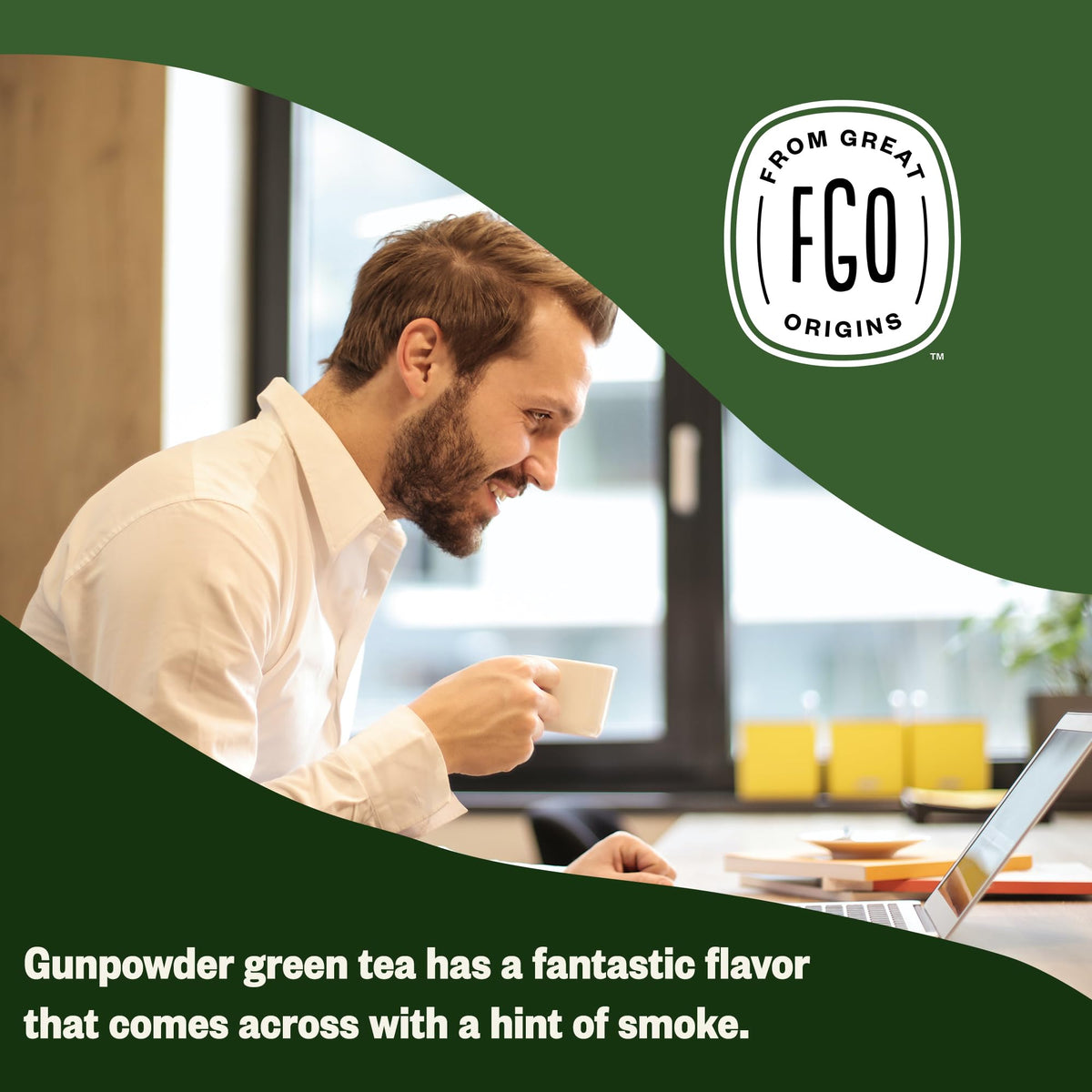 FGO loose tea leaf closeup shows quality leaves for flavorful brews