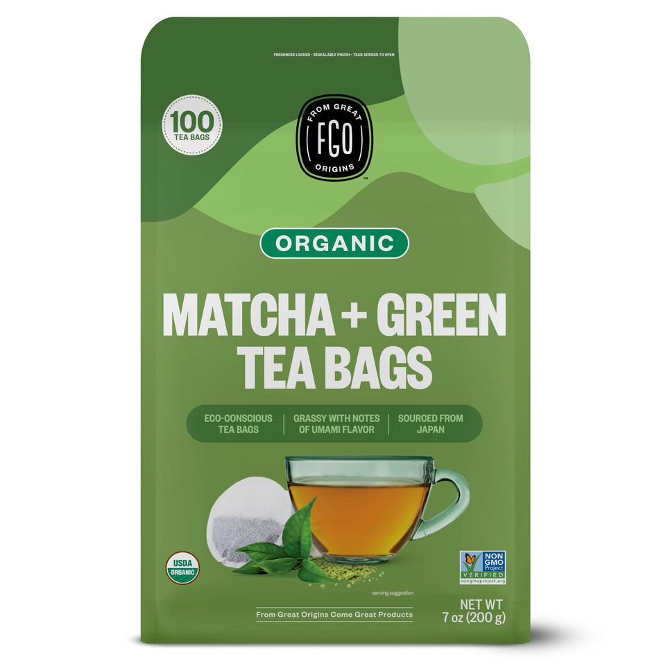 FGO Organic Japanese Matcha Green Tea tea bags for quick, flavorful brews.