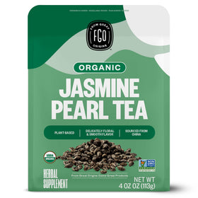 FGO Organic Jasmine Pearl Green Tea loose-leaf for customizable steeping and bright aroma.