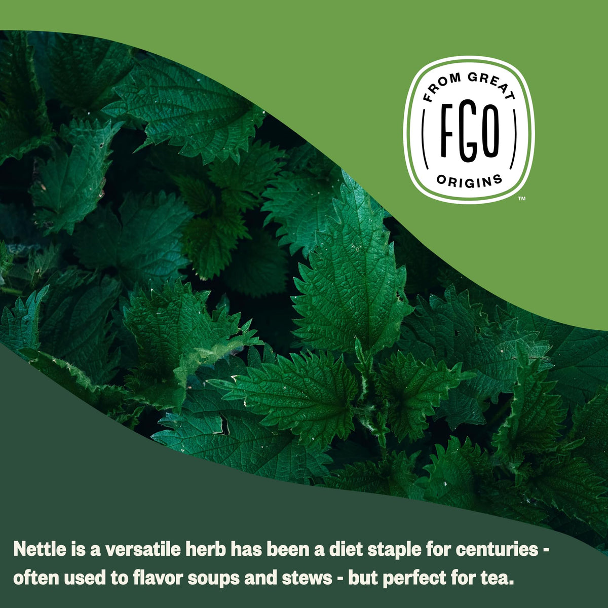 FGO organic nettle tea served hot or iced for versatile enjoyment.