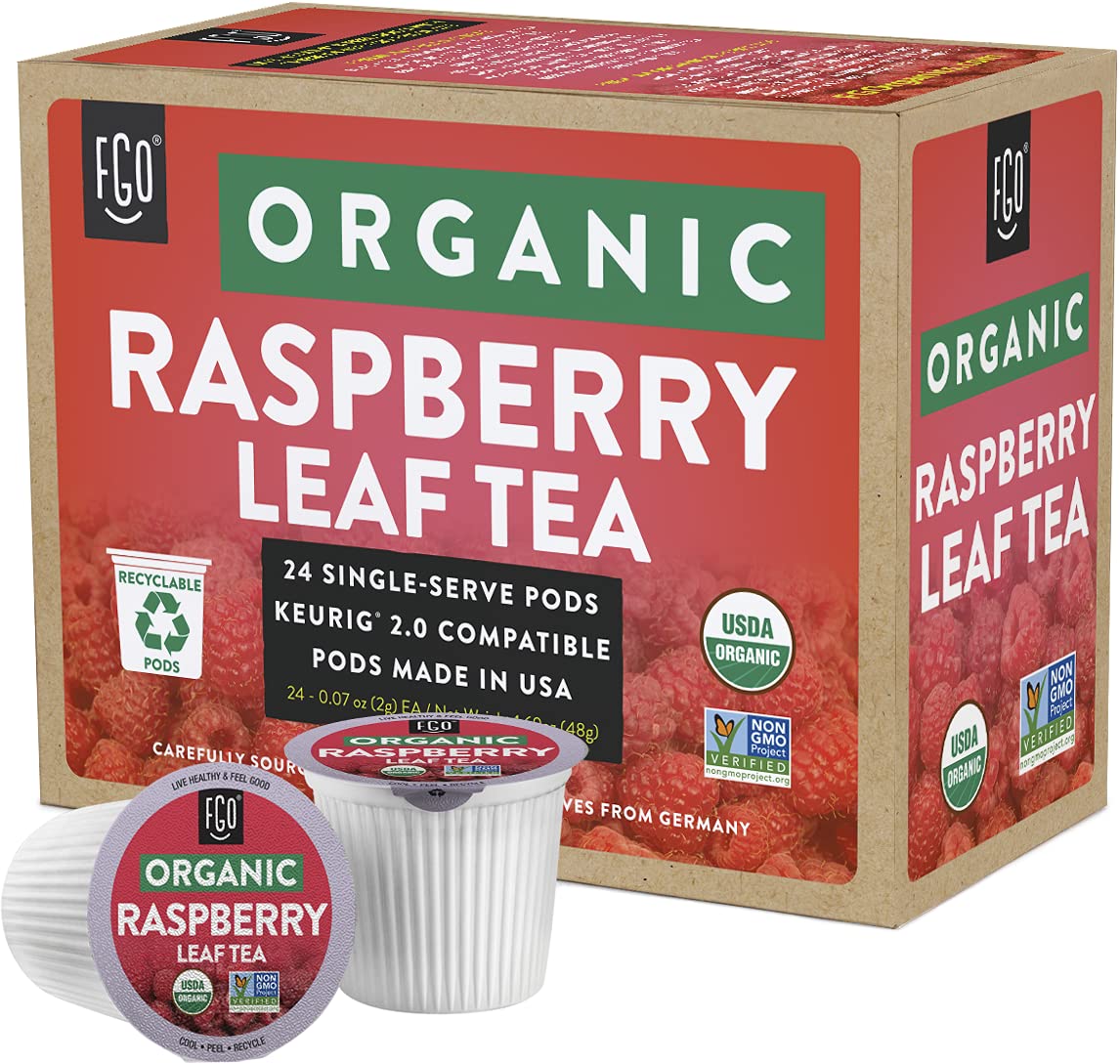 FGO Organic Raspberry Leaf Tea box showing USDA Organic quality