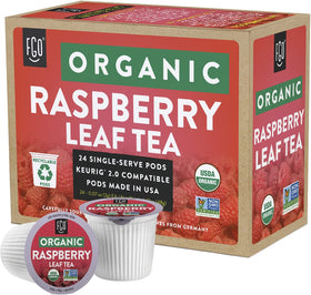 FGO Organic Raspberry Leaf Tea box showing USDA Organic quality