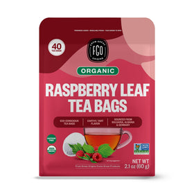 FGO Organic Red Raspberry Leaf Tea front pack with eco-friendly packaging visible