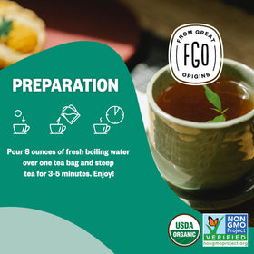 FGO Organic Spearmint Tea resealable bag keeps flavor fresh between cups
