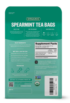 FGO Organic Spearmint Tea tea bags use Abacá hemp fiber paper for a cleaner brew
