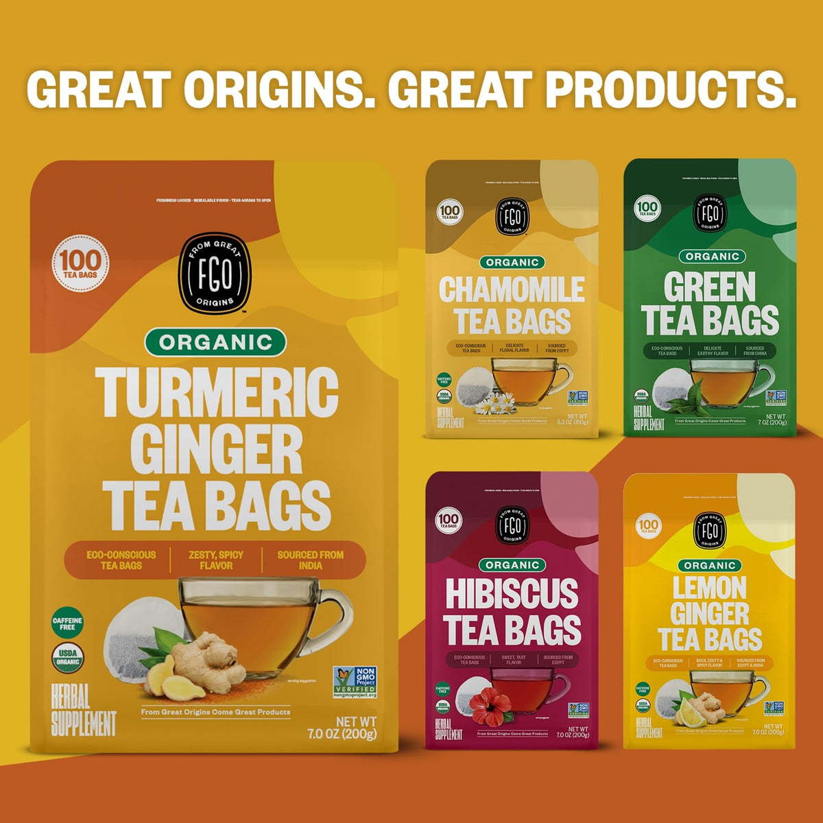 FGO USDA Organic and Non-GMO seals on the packaging