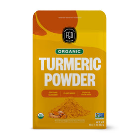 FGO Organic Turmeric Powder in a 16oz bulk bag for easy cooking prep.