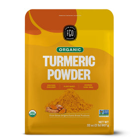 FGO Organic Turmeric Powder in a resealable pouch for freshness and cooking.