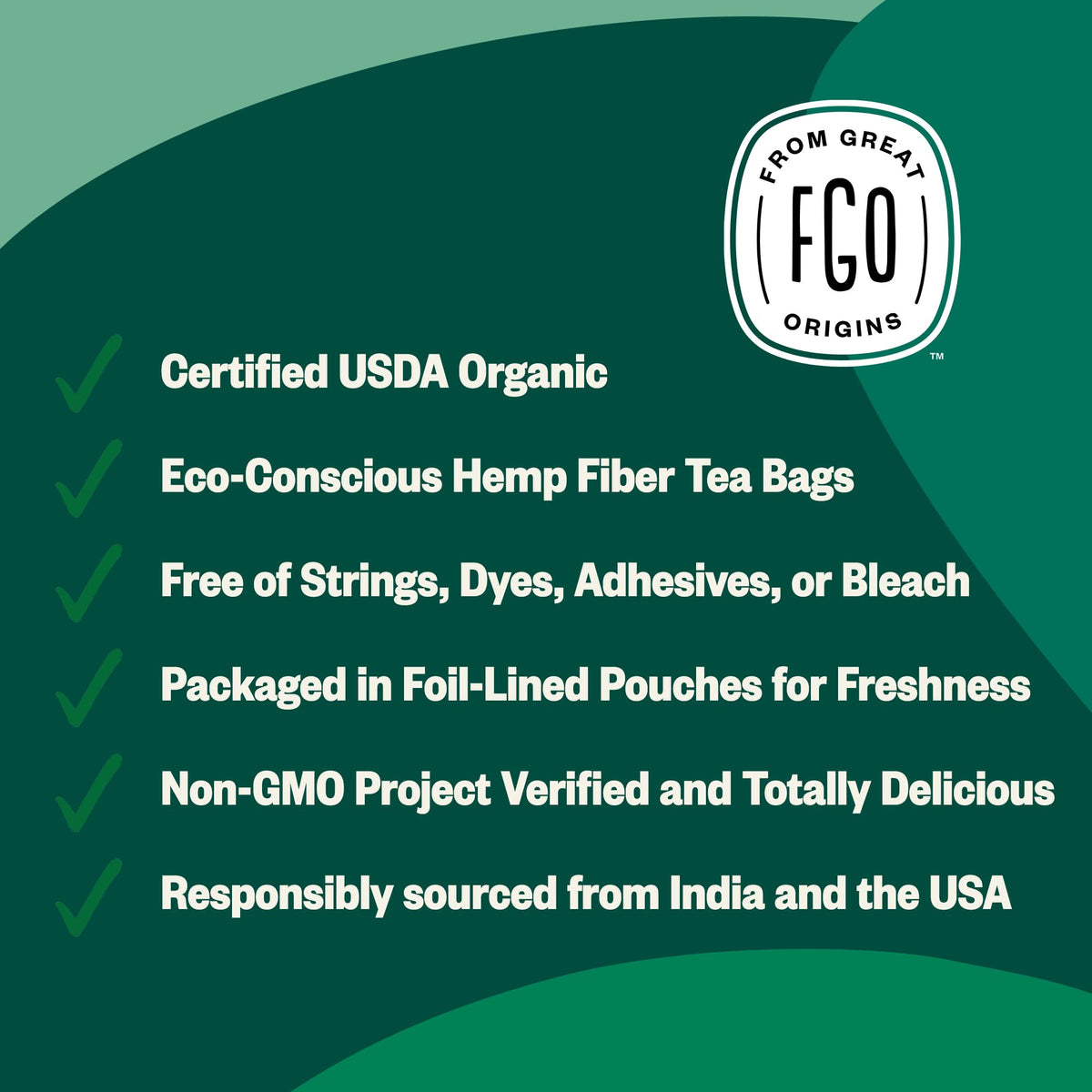 FGO packaging may vary, eco-conscious tea from California