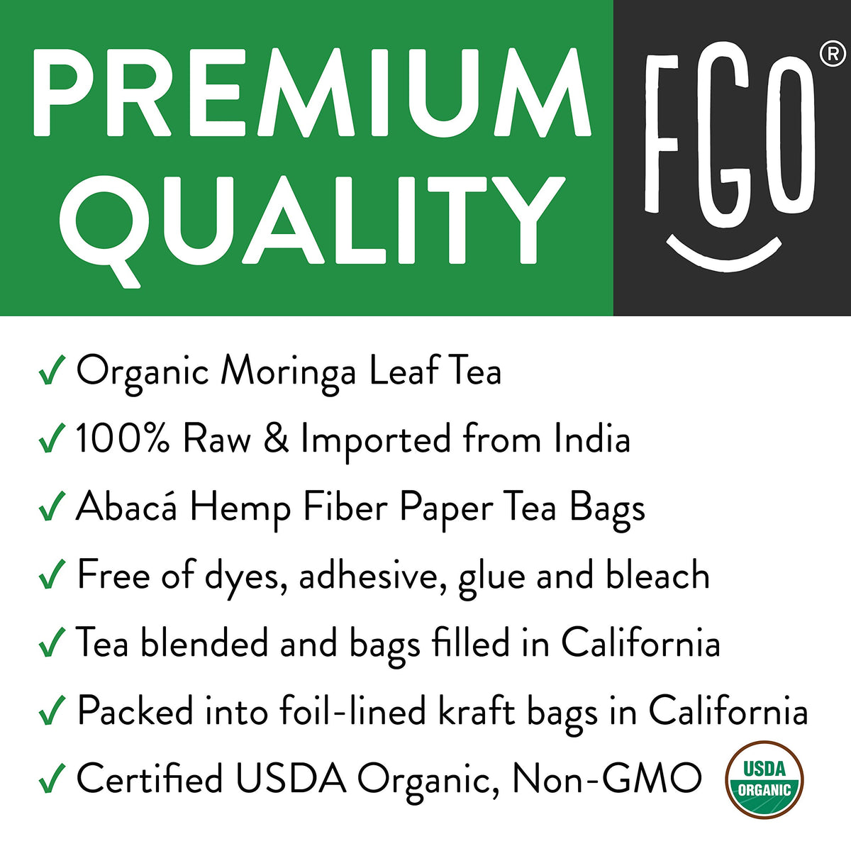 FGO resealable tea bag packaging preserves flavor between uses.
