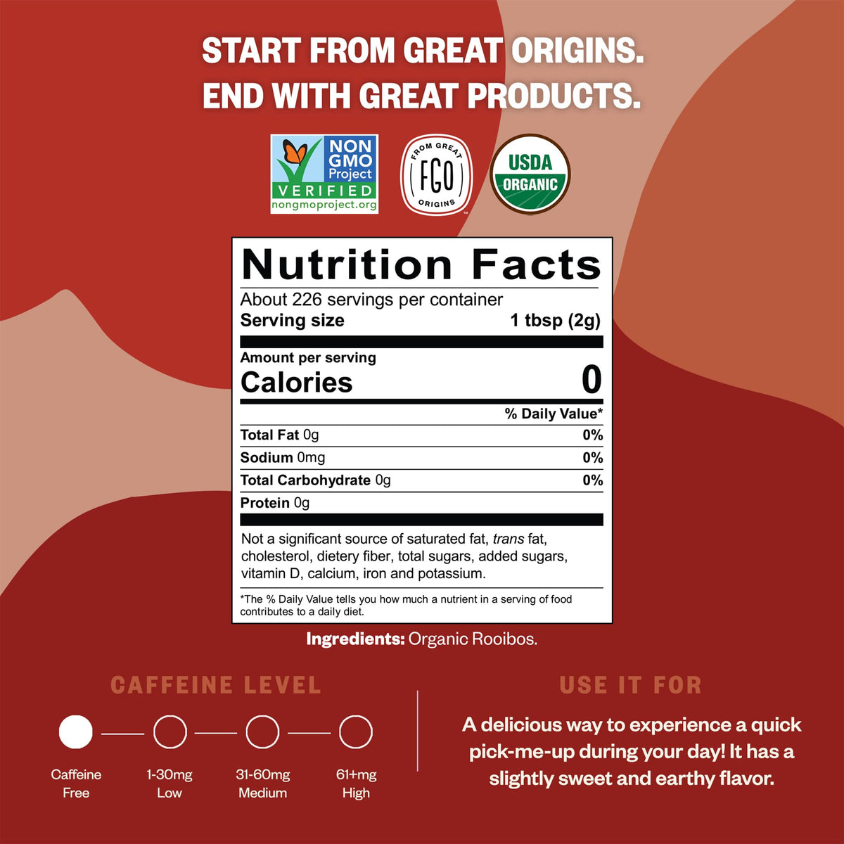 FGO Rooibos loose leaf tea lets you customize strength and flavor.
