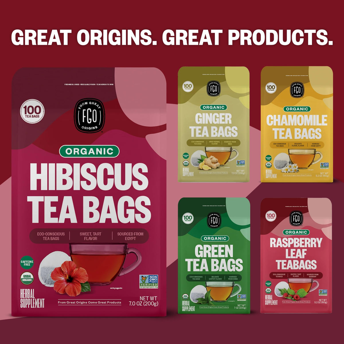 FGO single-pack hibiscus tea for on-the-go enjoyment.