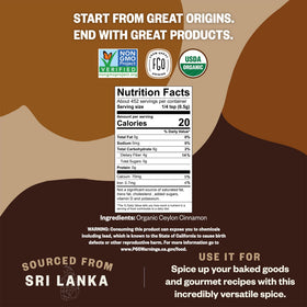 FGO Sri Lanka origin cinnamon powder highlighting premium sourcing
