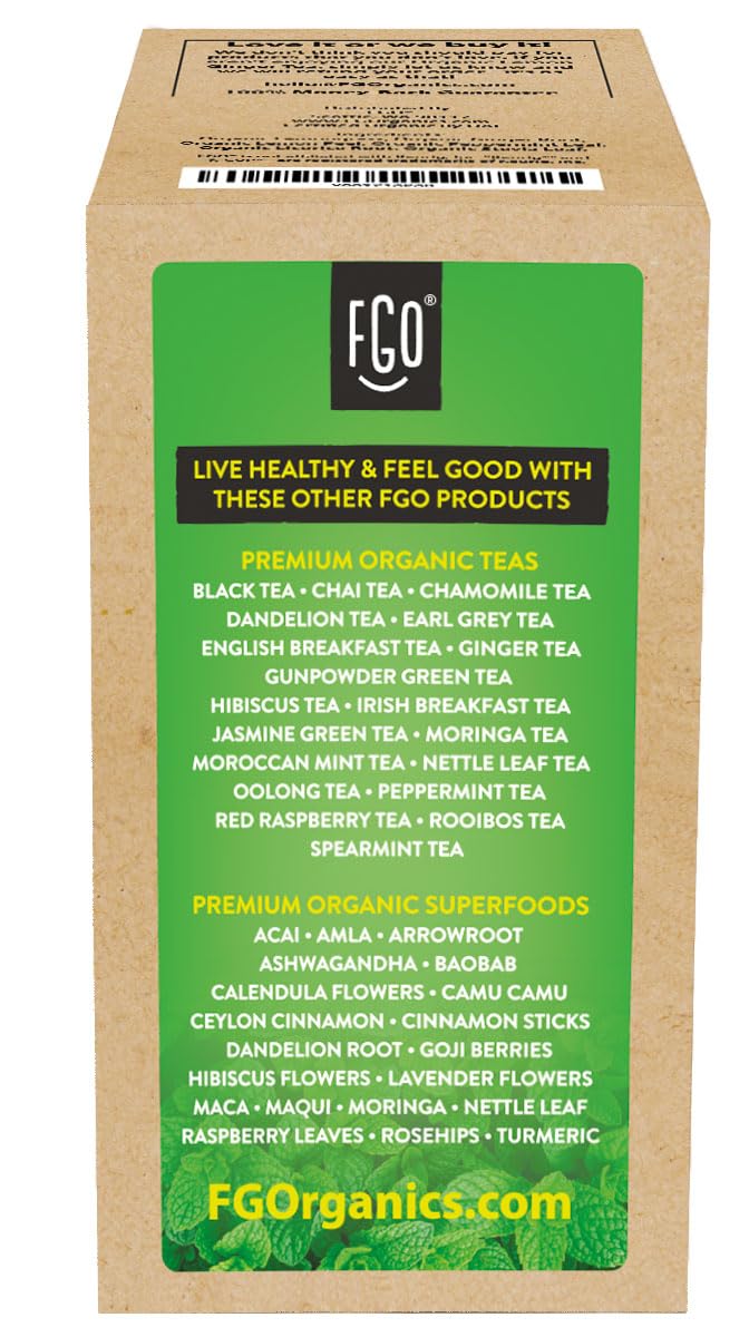 FGO peppermint tea cup steam with aromatic mint aroma.