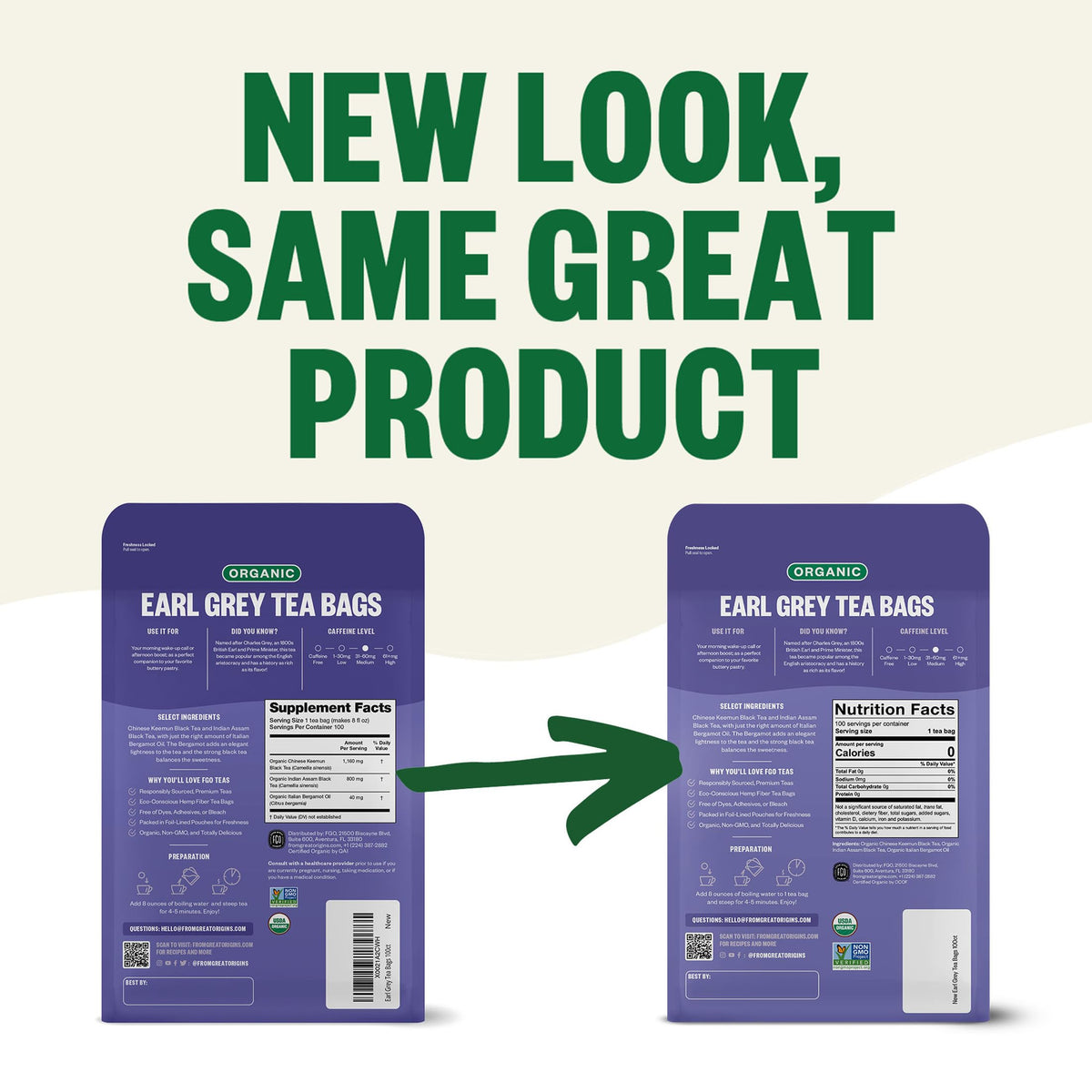 FGO USDA Organic certification label on packaging
