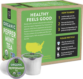 FGO USDA Organic peppermint label closeup shows organic ingredients.