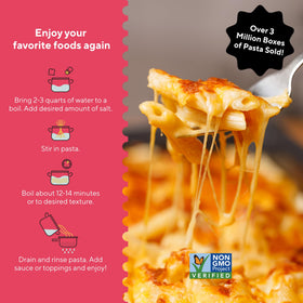 Fiber Gourmet Light Penne nutrition label shows 24g fiber per serving for high-fiber meals.