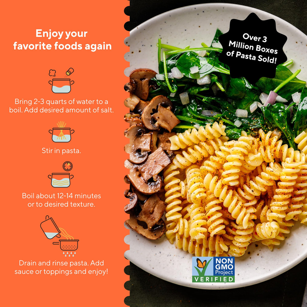 Fiber Gourmet Light Rotini cooked dish demonstrates quick, satisfying weeknight pasta with texture