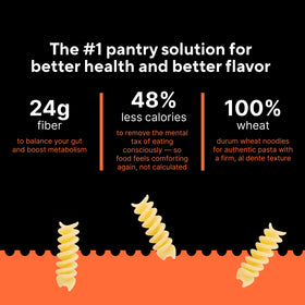 Fiber Gourmet Light Rotini ready plate presenting a saucy, fiber-rich dinner idea.
