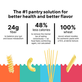 Fiber Gourmet penne with tomato sauce demonstrates a versatile weeknight option.