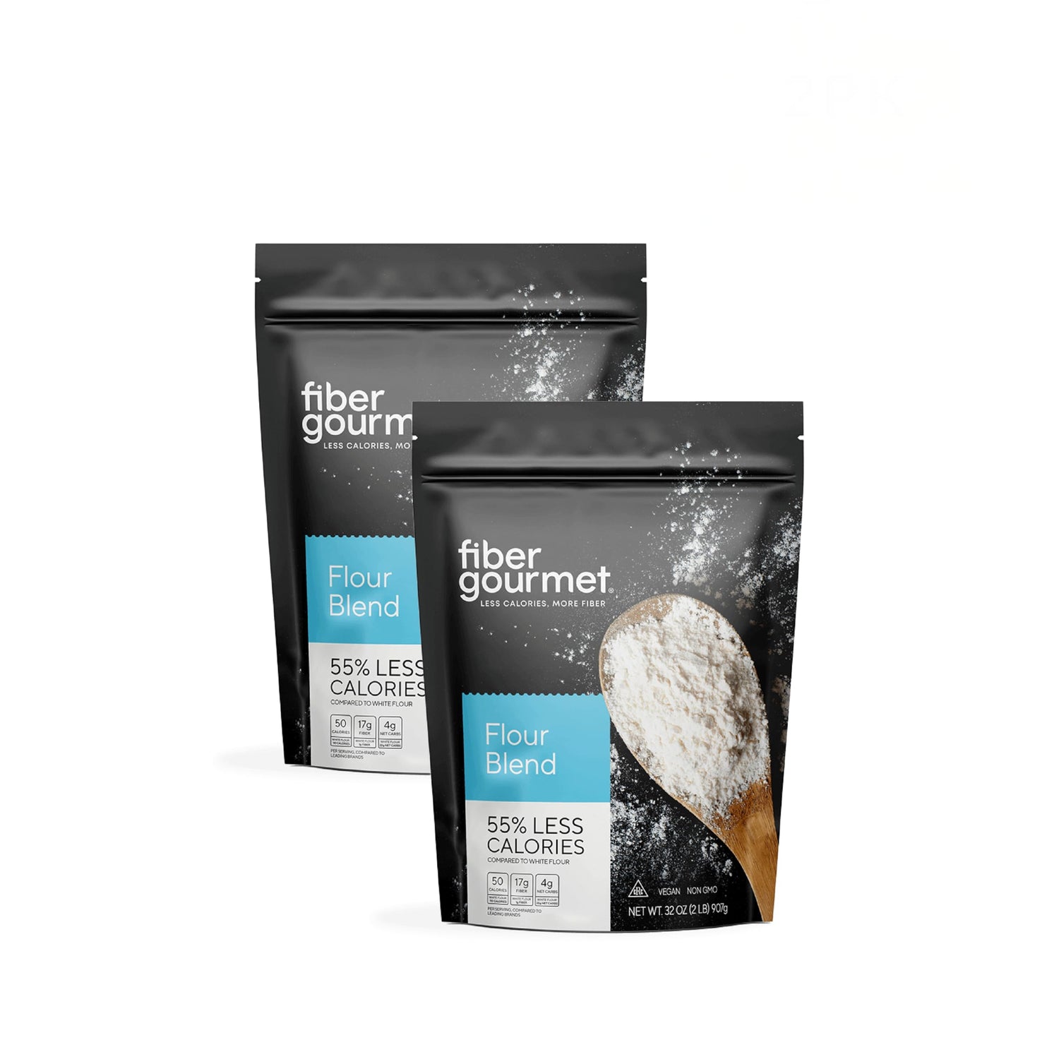 Fiber Gourmet low net carb flour blend in a baking bowl for keto-friendly baking.