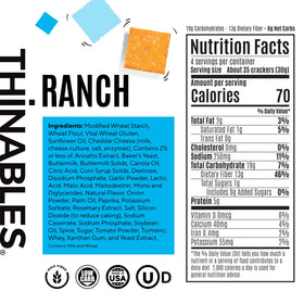 Fiber Gourmet Ranch Thinables crackers closeup cheese highlights real cheese crispness