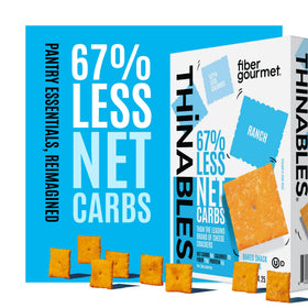 Fiber Gourmet Ranch Thinables crackers ranch seasoning closeup emphasizes bold flavor