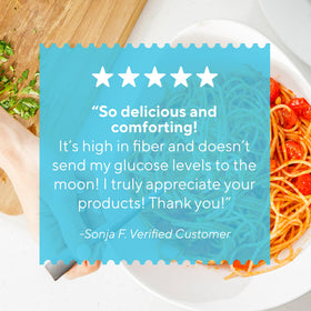 All-natural ingredients in Fiber Gourmet Spaghetti packaging