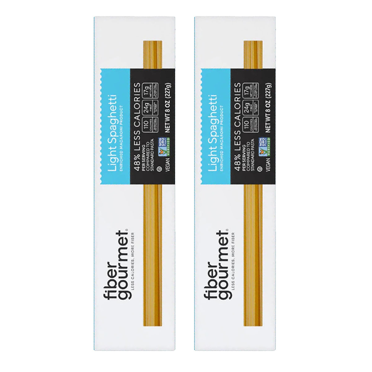 Fiber Gourmet Spaghetti Light Noodles 2-pack on display for quick meals