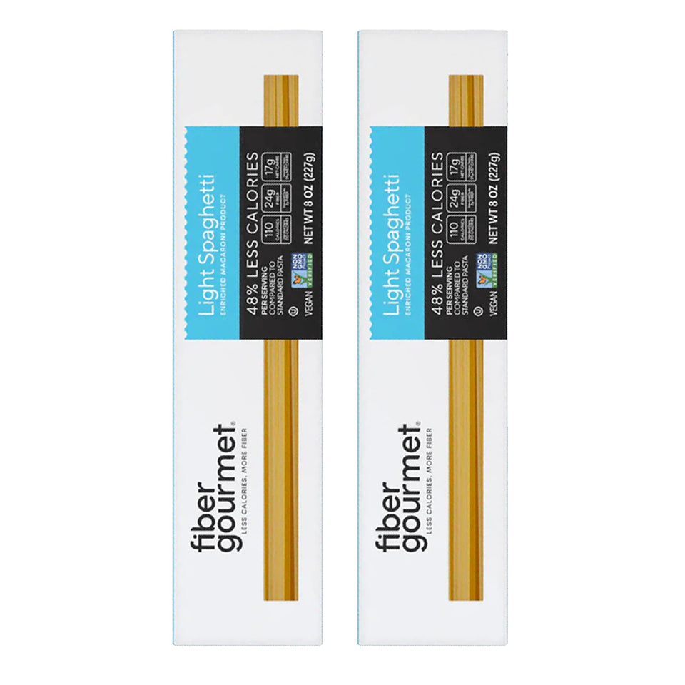 Fiber Gourmet Spaghetti Light Noodles 2-pack on display for quick meals