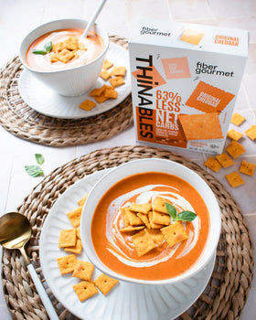 Fiber Gourmet Thinables Original serving bowl highlighting crunchy texture and fiber.