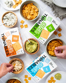 Fiber Gourmet Thinables Pepper Jack pack front, spicy cheese kick for cravings.