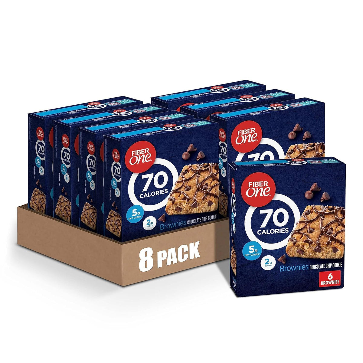 Fiber One 70 Calorie brownie bars pack of eight, ideal for on-the-go snacking.