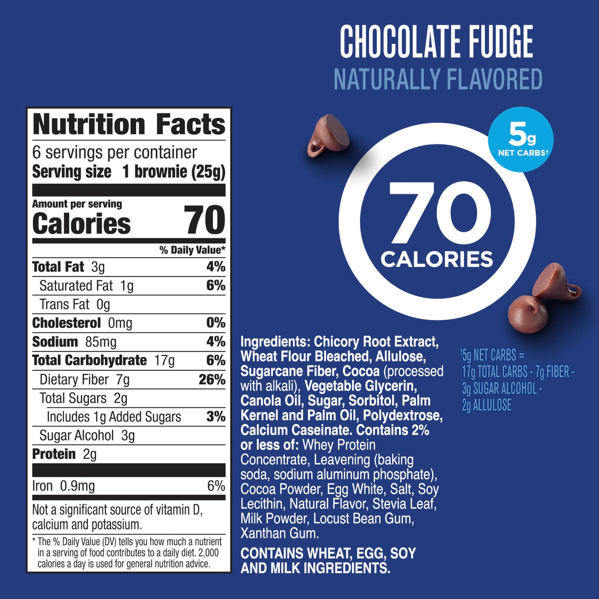 Close-up of a Fiber One Chocolate Fudge brownie bar showing fudgy texture.