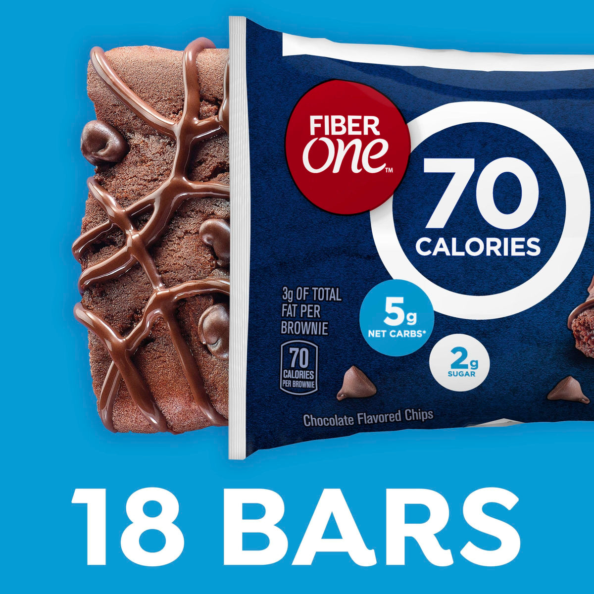 Fiber One Brownies Chocolate Fudge bars foil wrap closeup emphasizes grab-and-go convenience