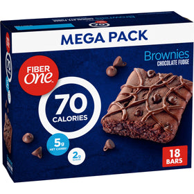 Fiber One Brownies Chocolate Fudge mega-pack box front may simplify snack planning for busy days