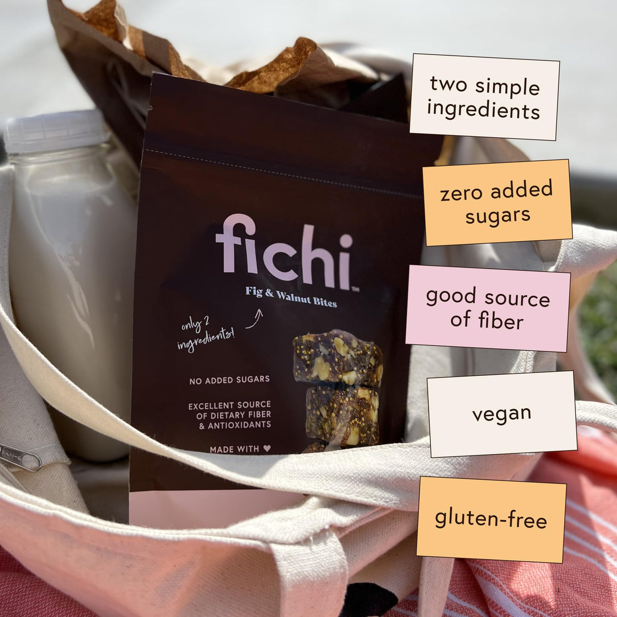 Fichi bites close-up showing figs and walnuts, natural ingredients highlighted