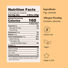Fichi close-up highlights figs and almonds and the two-ingredient formula.