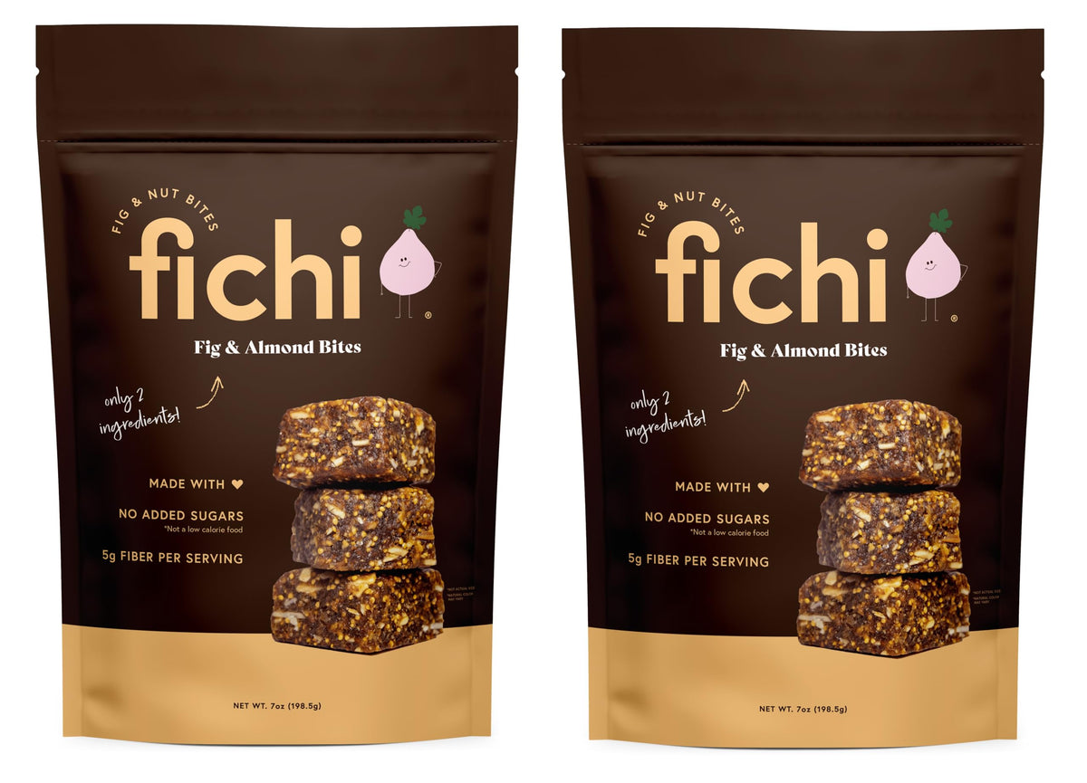 Fichi fig and nut bites pack front showing a two-ingredient snack.