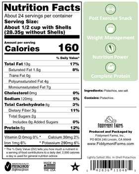 Fiddyment Farms California jumbo pistachios in-shell, naturally opened for easy snacking