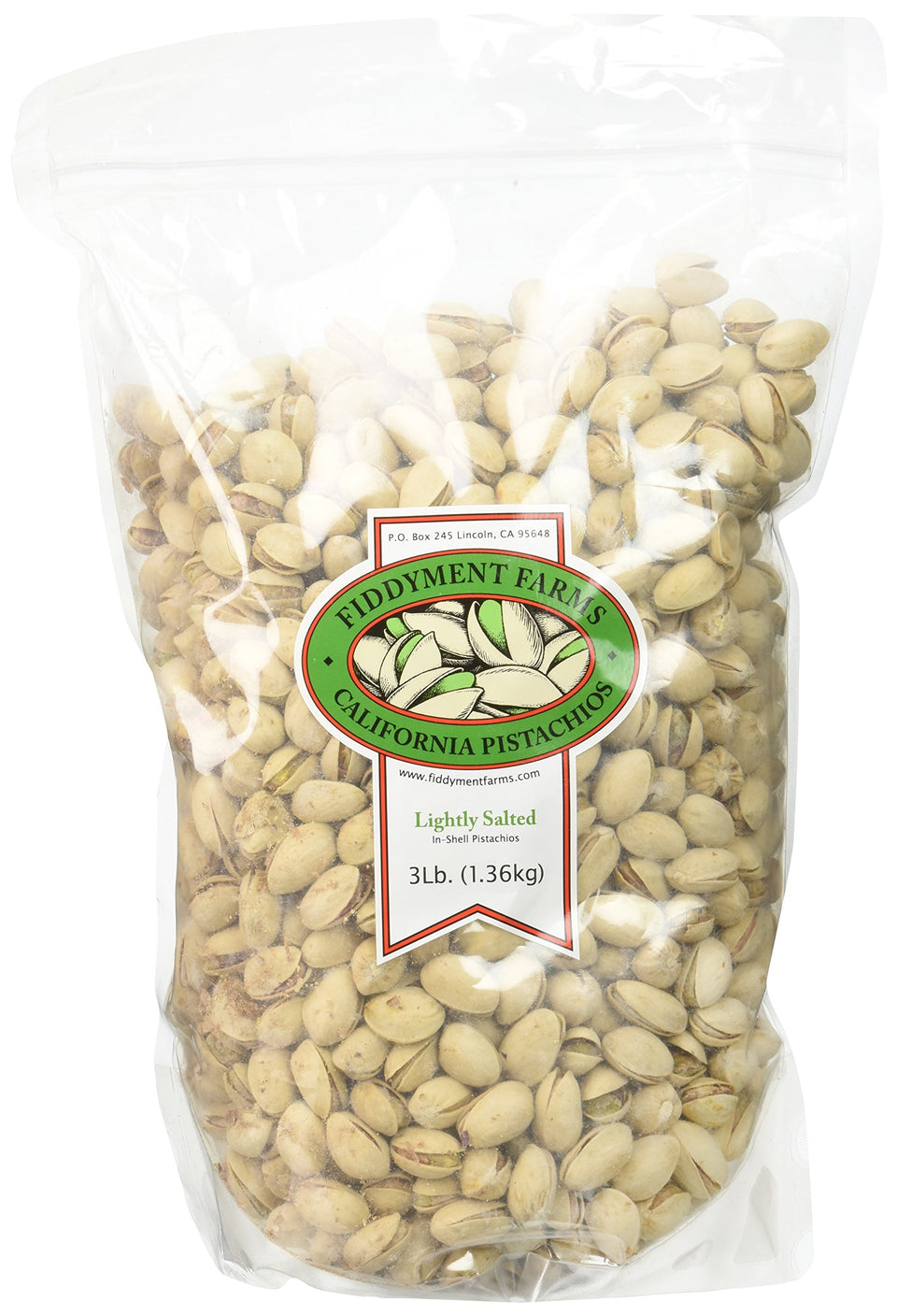 Fiddyment Farms sea salted in-shell pistachios in a resealable bag for fresh snacking