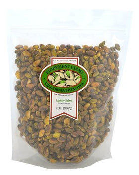 Fiddyment Farms sea salted pistachio kernels in a resealable bag for fresh snacking.