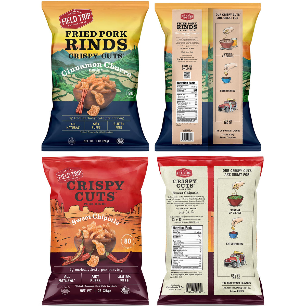 Field Trip Cinnamon Churro pork rinds, cinnamon-spiced crunch for quick keto-friendly treats.