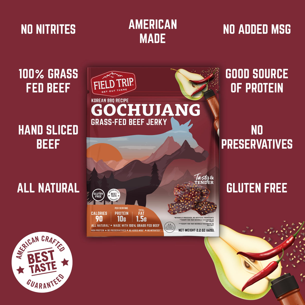 Field Trip jerky nutrition label highlighting high-protein snack