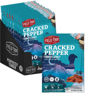 Field Trip Turkey Jerky cracked pepper 1oz bag for on-the-go protein.